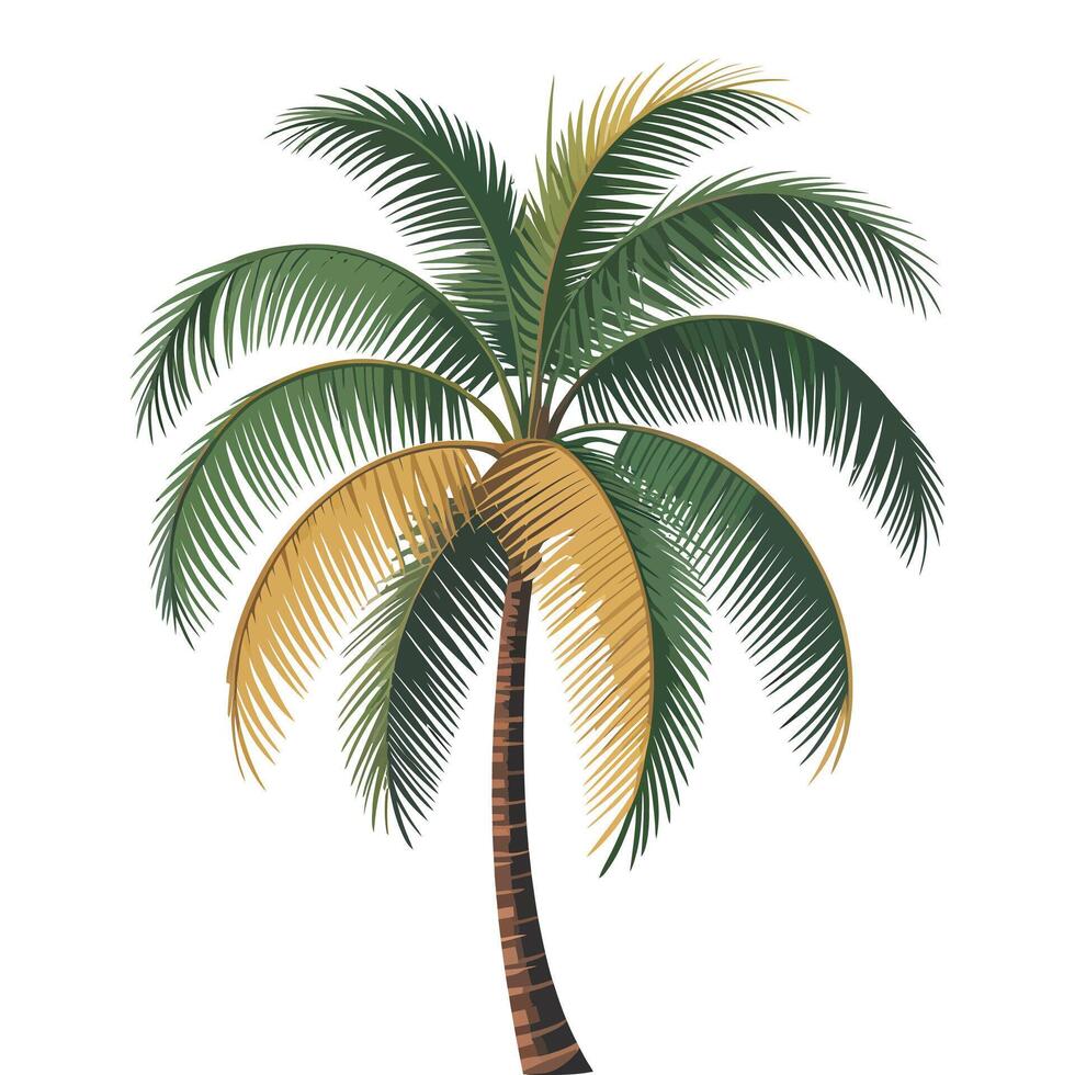A palm tree with a green leaf on it vector