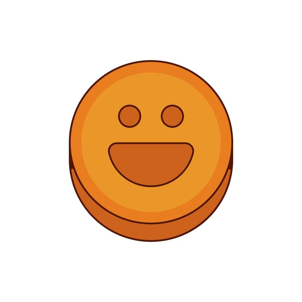 Ecstasy pill with orange smiley face symbol isolated vector