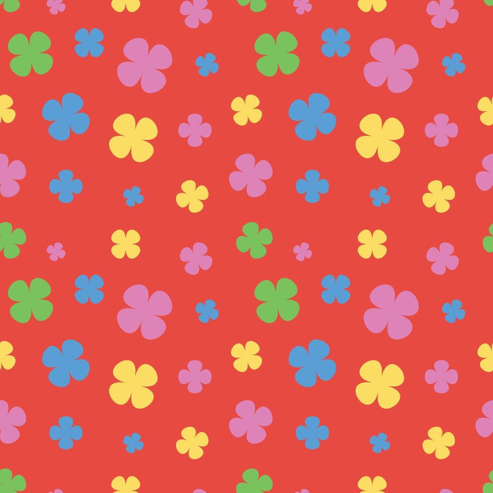 Flowers with a seamless pattern. Naive flowers and leaves. Floral textile design for summer holidays, wallpaper, background, print. vector