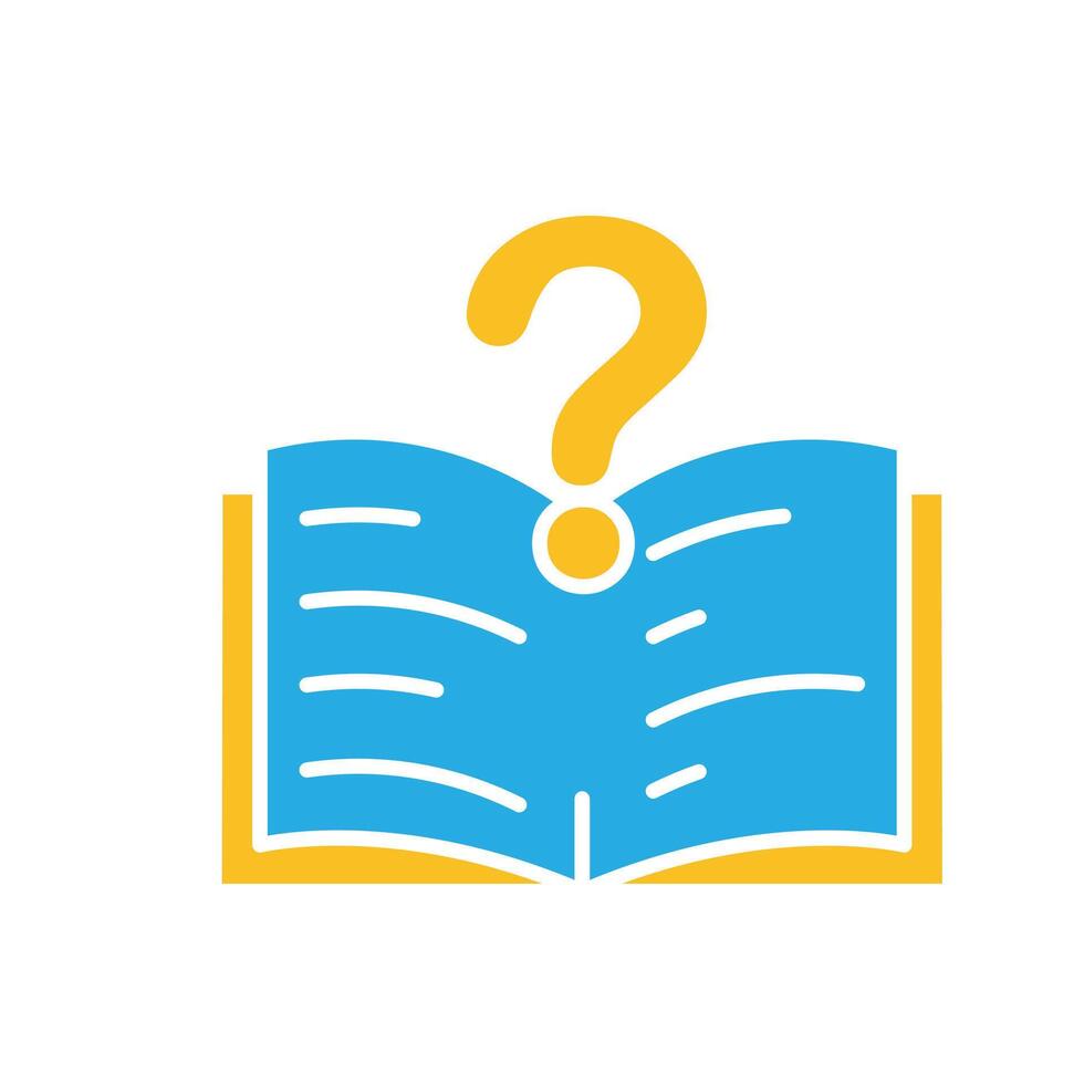education icon. question or issue. book or paper question mark. smart, learn, clever. Flat design style vector