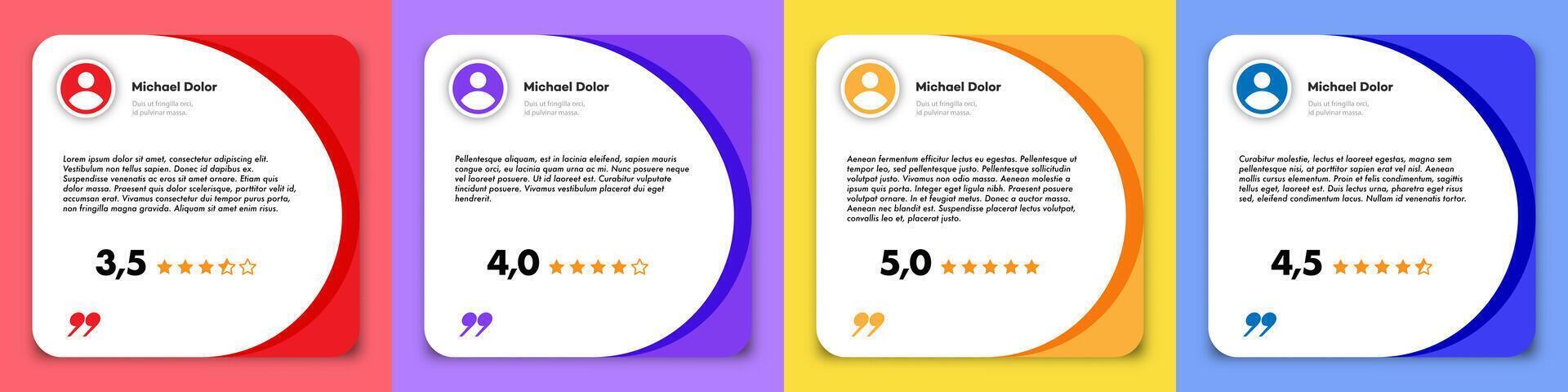 Feedback box set colorful style for design vector