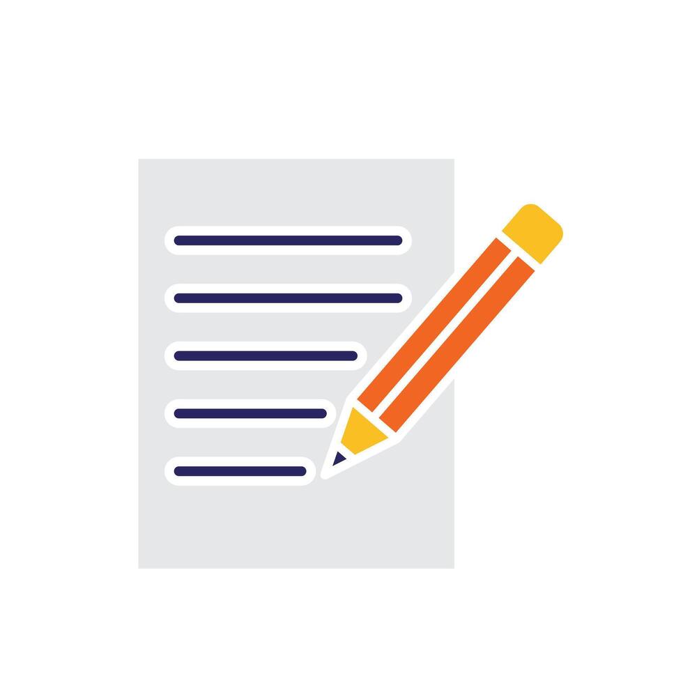 education icon. writing. book or paper with pencil writing. smart, learning, clever. Flat design style vector
