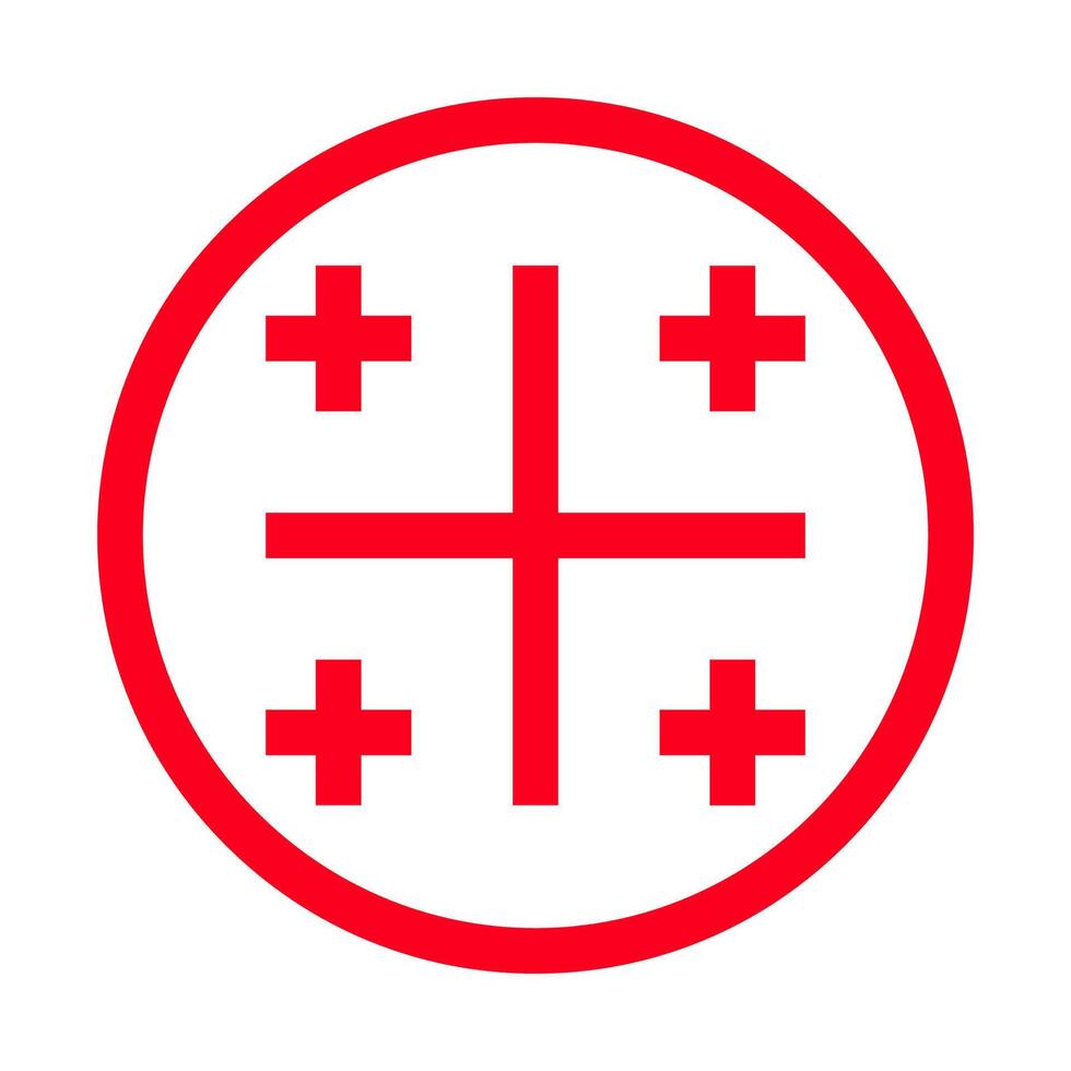 Georgian Five Cross Emblem Round Stamp Icon vector