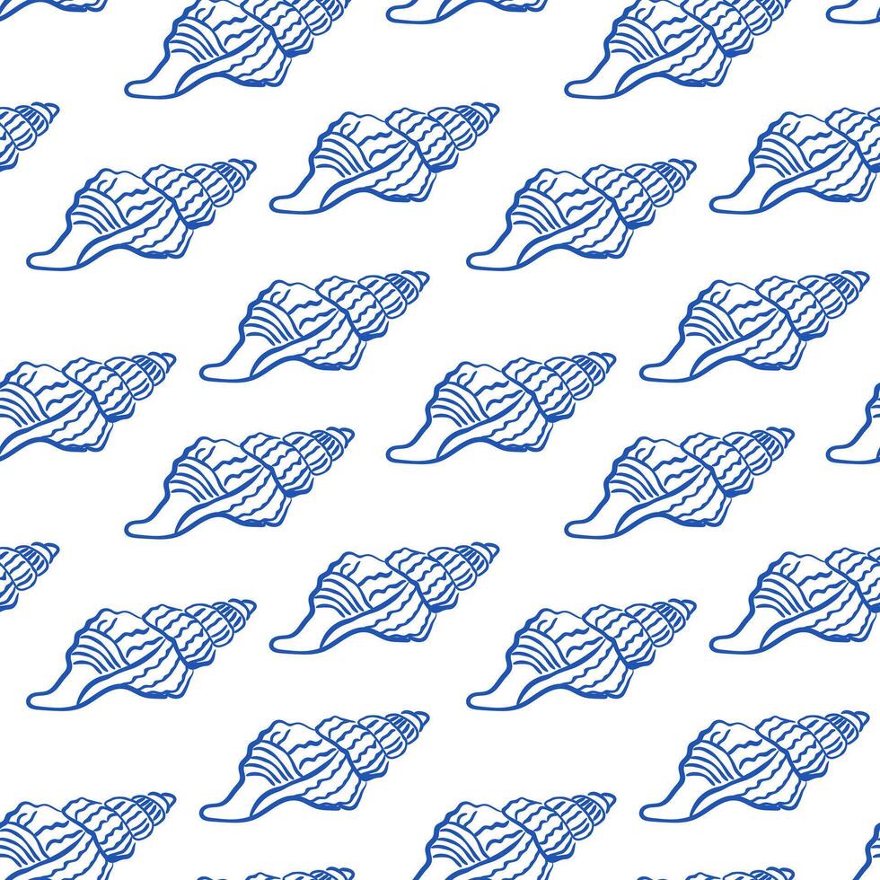 Blue shell pattern design featuring intricate details on a clean white background vector