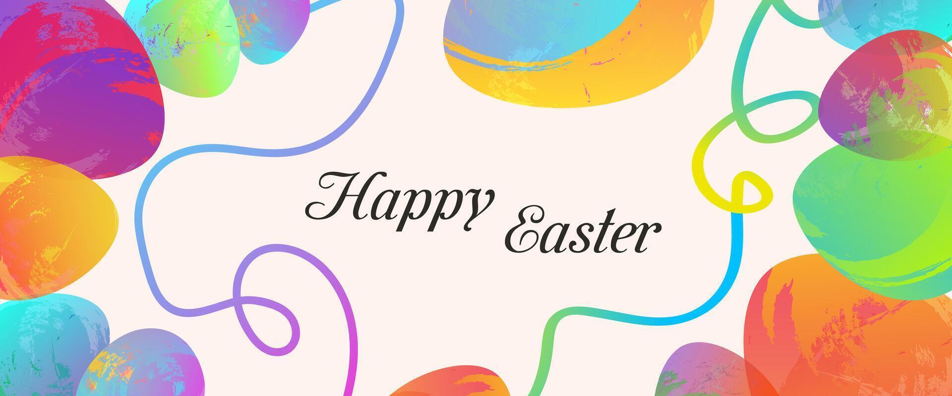 Easter banner with eggs hand drawn texture colorful vector