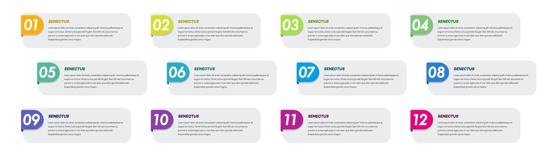 Bullet points number from 1 to 12 list markers vector