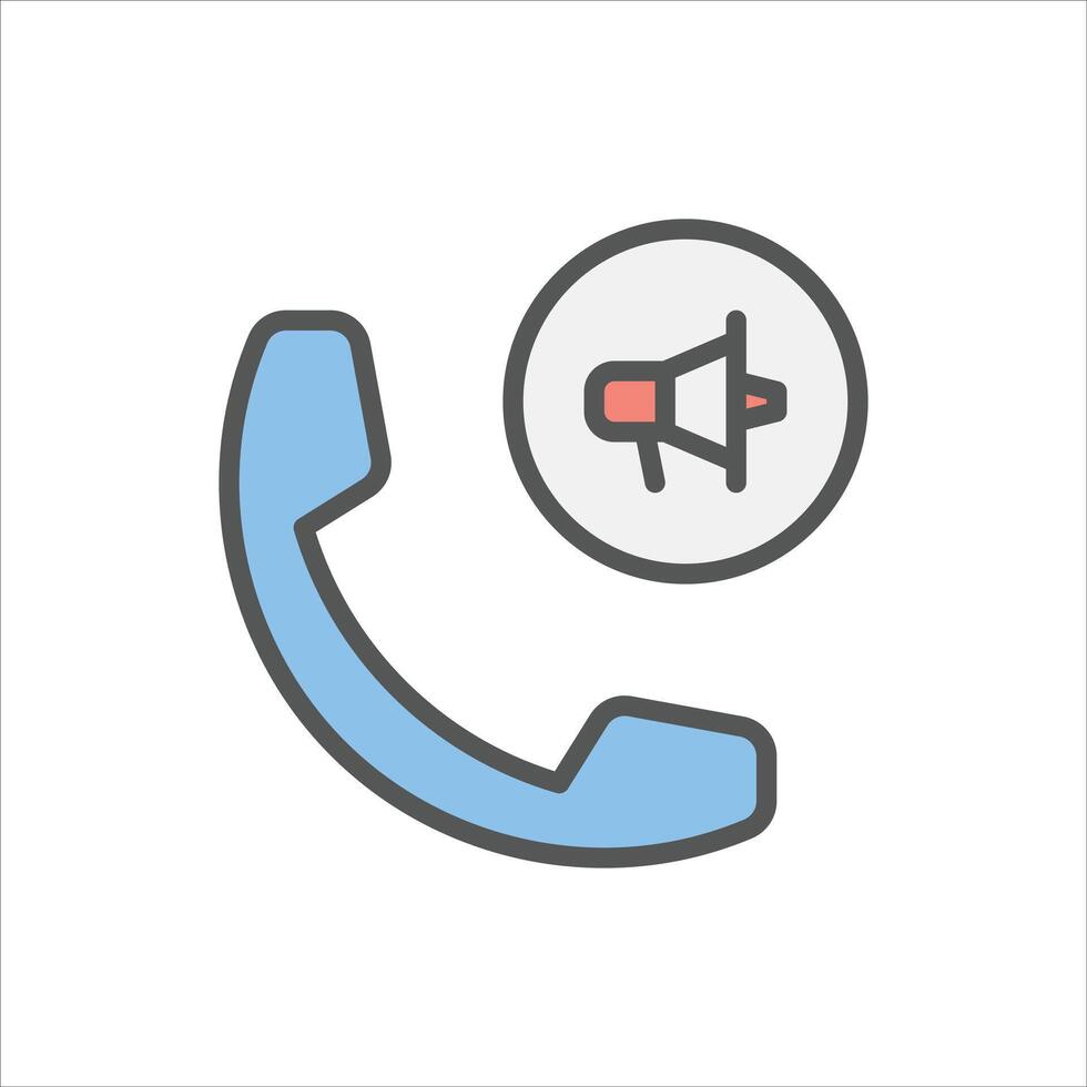 call ad filled outline icon. telemarketing color line illustration. vector