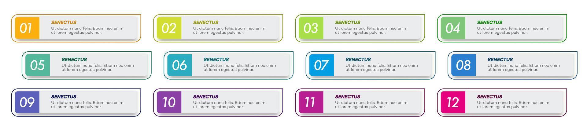 Bullet numbers from 1 to 12 list markers vector