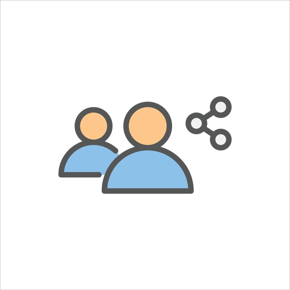share to friend filled outline icon. share color line illustration. vector