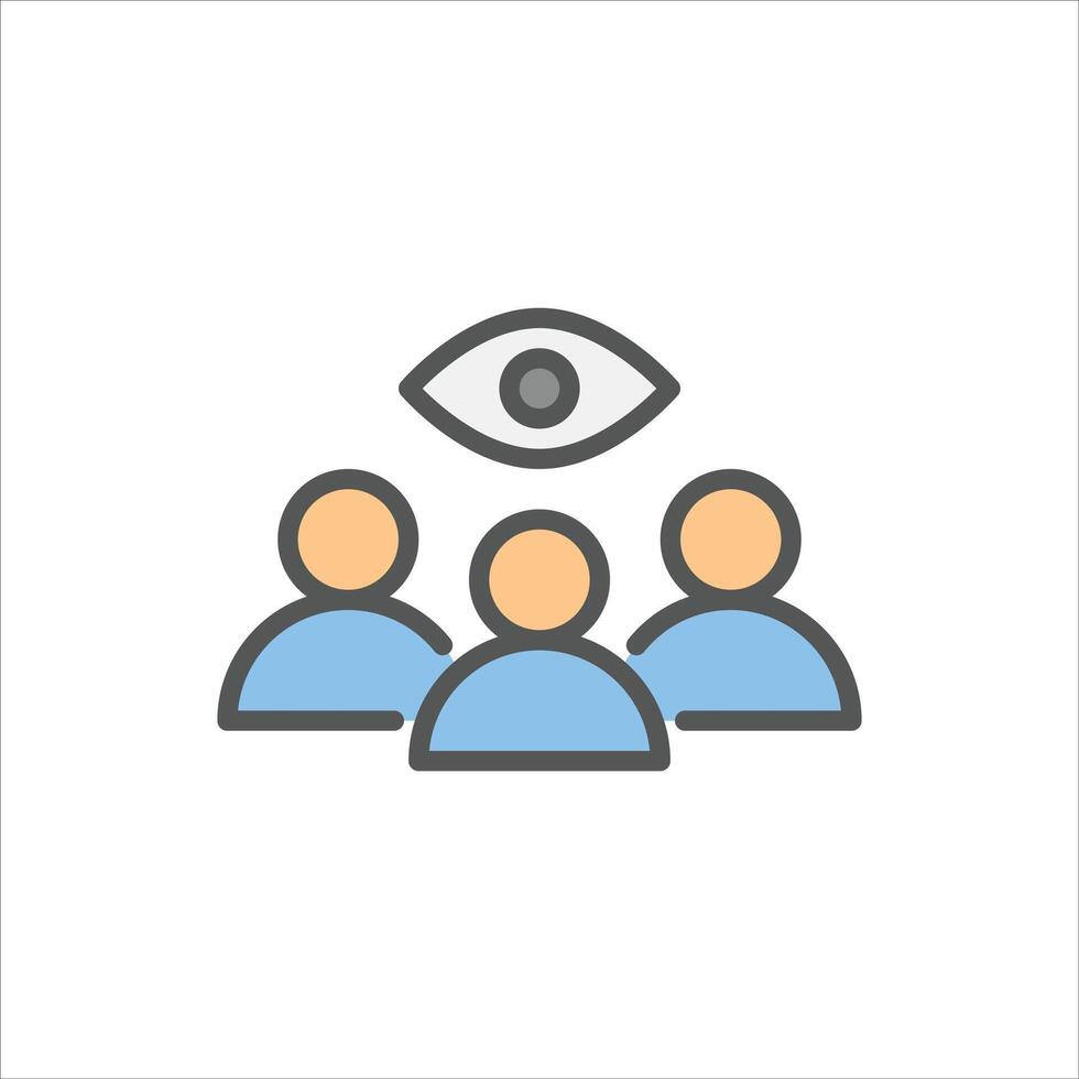 viewer filled outline icon. audience color line illustration. vector