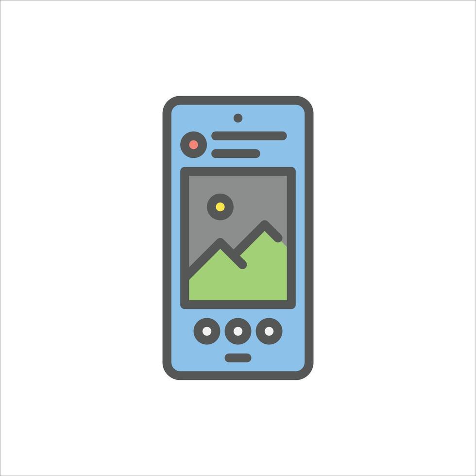 social media feed filled outline icon. social media color line illustration. vector