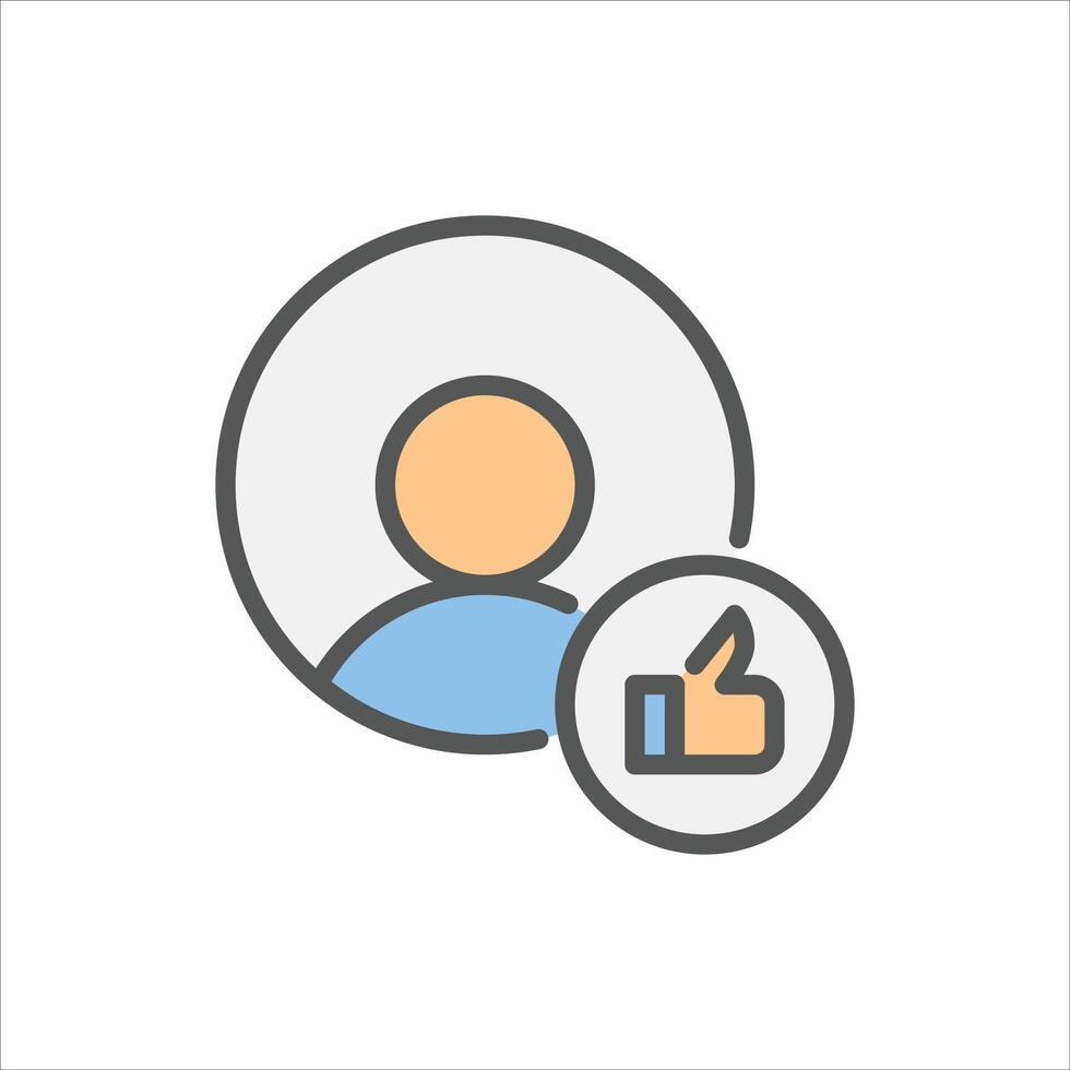 like filled outline icon. thumbs up color line illustration. vector