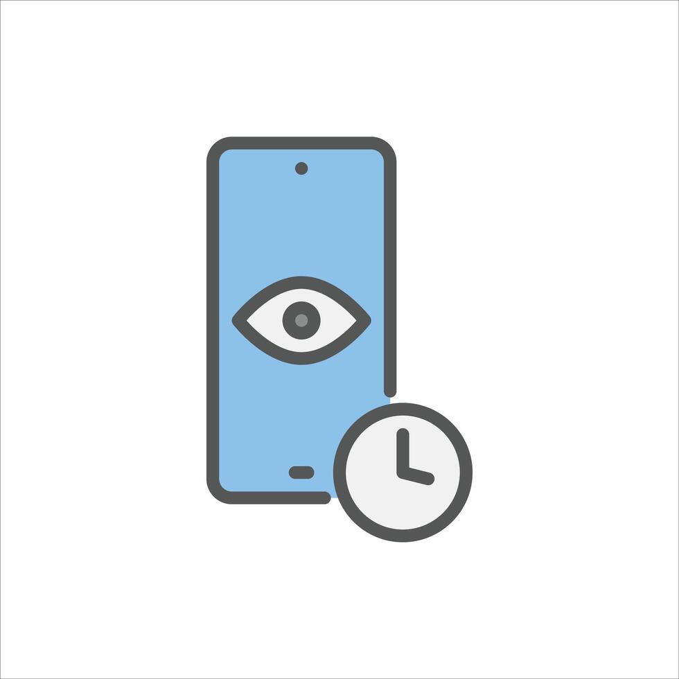 screen time filled outline icon. smartphone color line illustration. vector