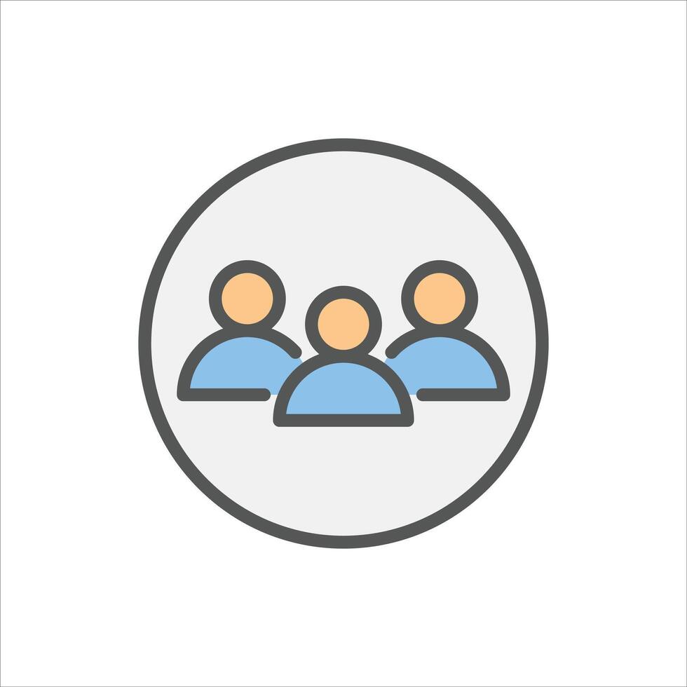 group filled outline icon. community color line illustration. vector