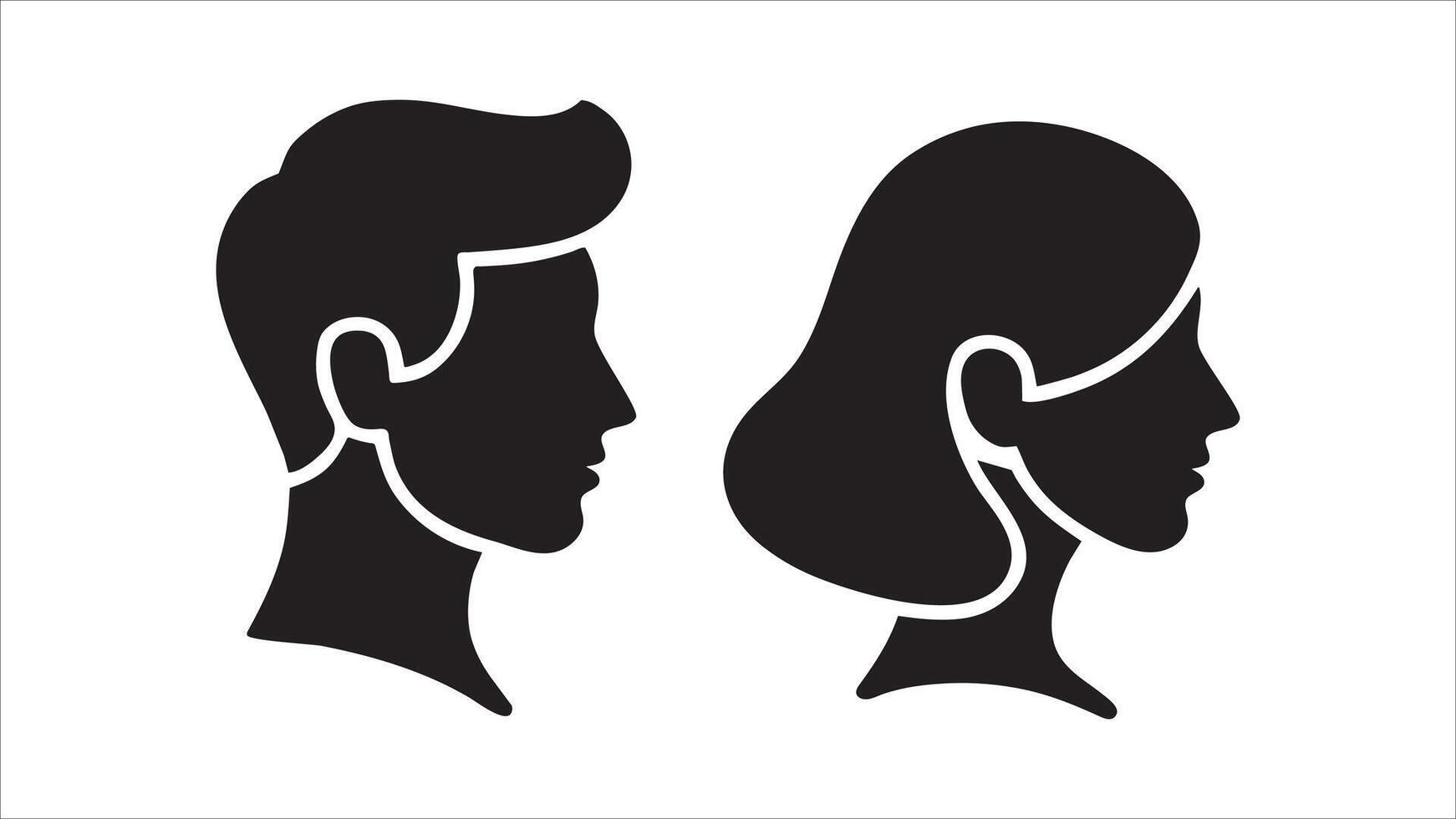 Male Female Couple Silhouette Profile Side View Icons vector