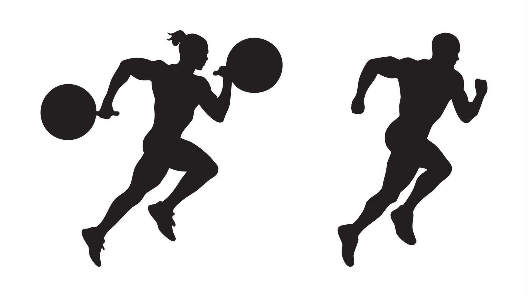 Silhouette Athletes Running, Fitness, Strength, Exercise, Weight Training vector