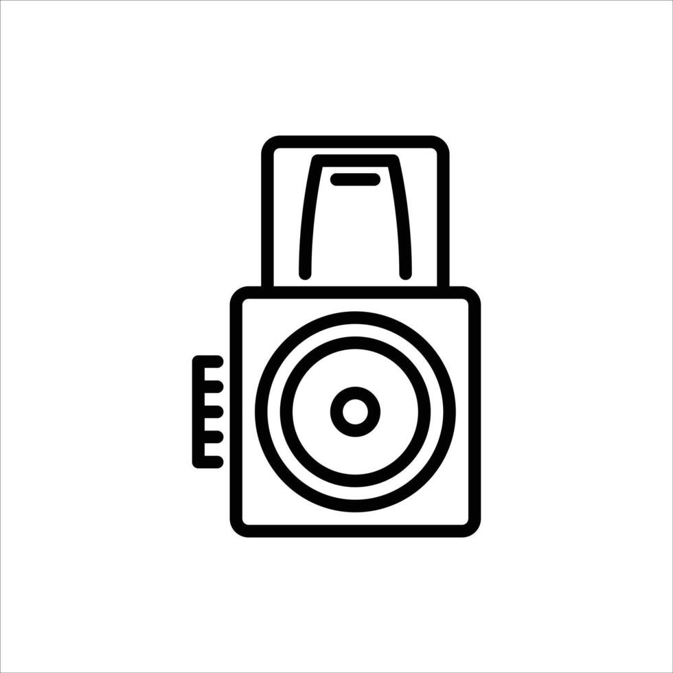 vintage SLR camera outline icon. antique camera line illustration. vector