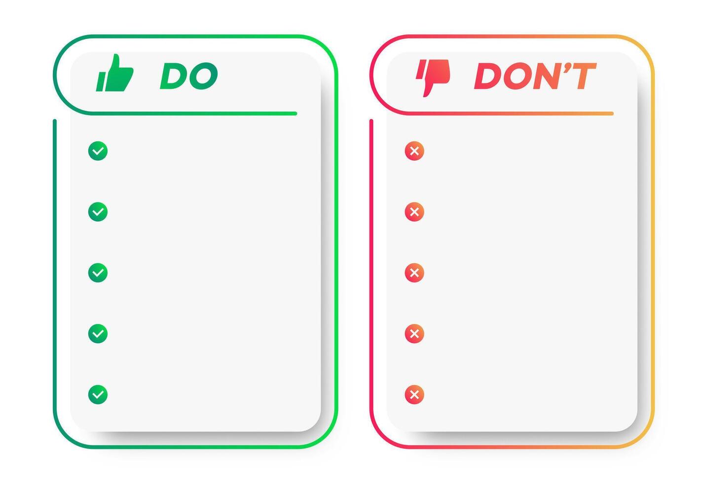 Do and dont infographic frane template vector