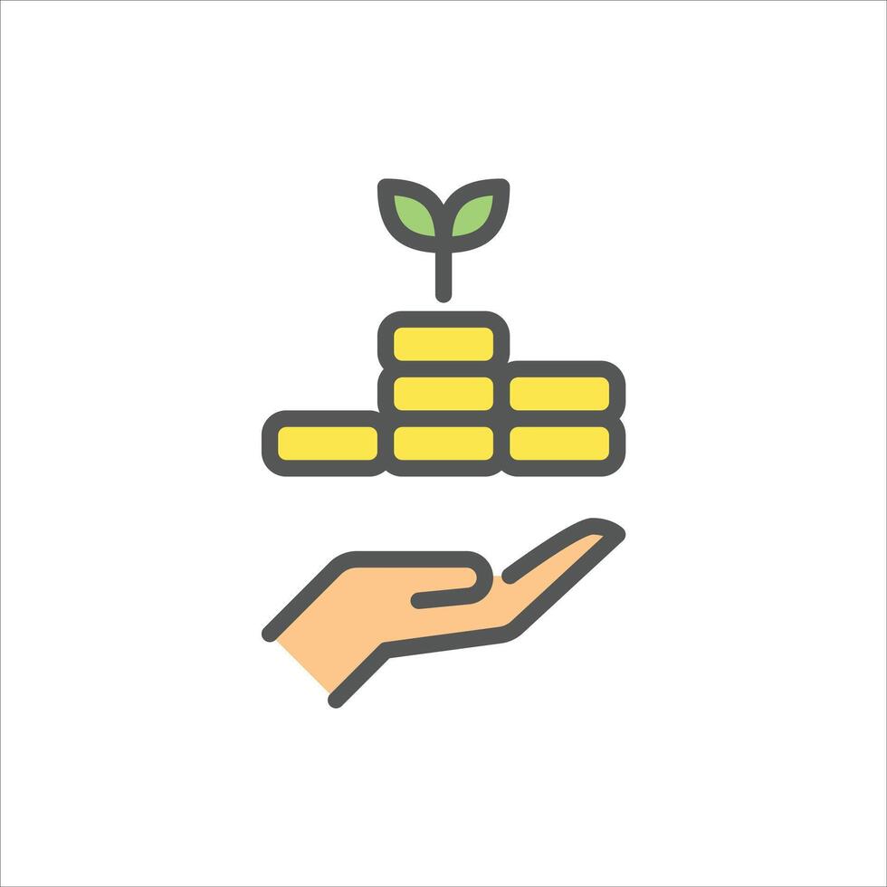 investment filled outline icon. growth color line illustration. vector