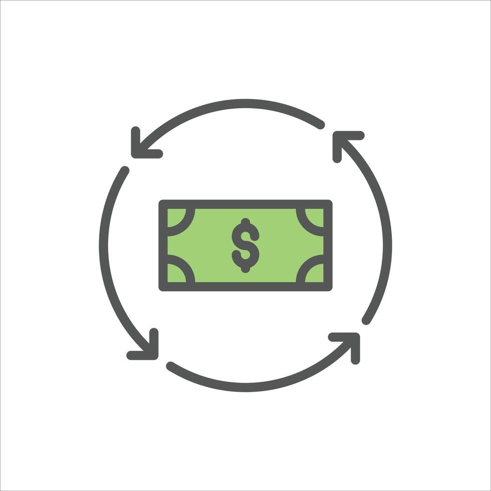 cashflow filled outline icon. cash management color line illustration. vector