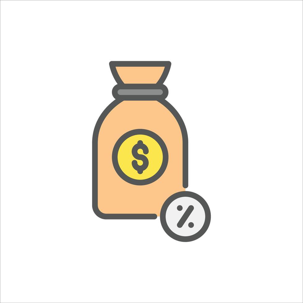 dividend filled outline icon. money bag color line illustration. vector