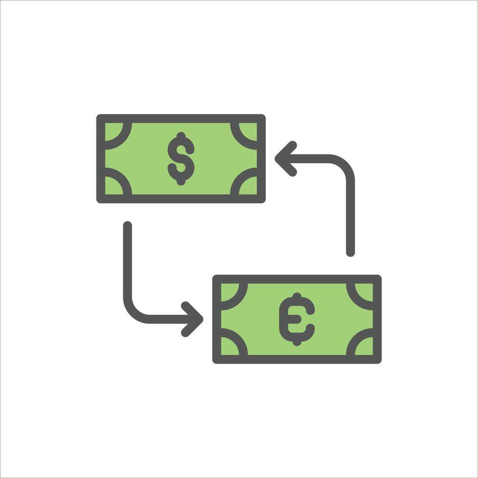 exchange filled outline icon. currency color line illustration. vector