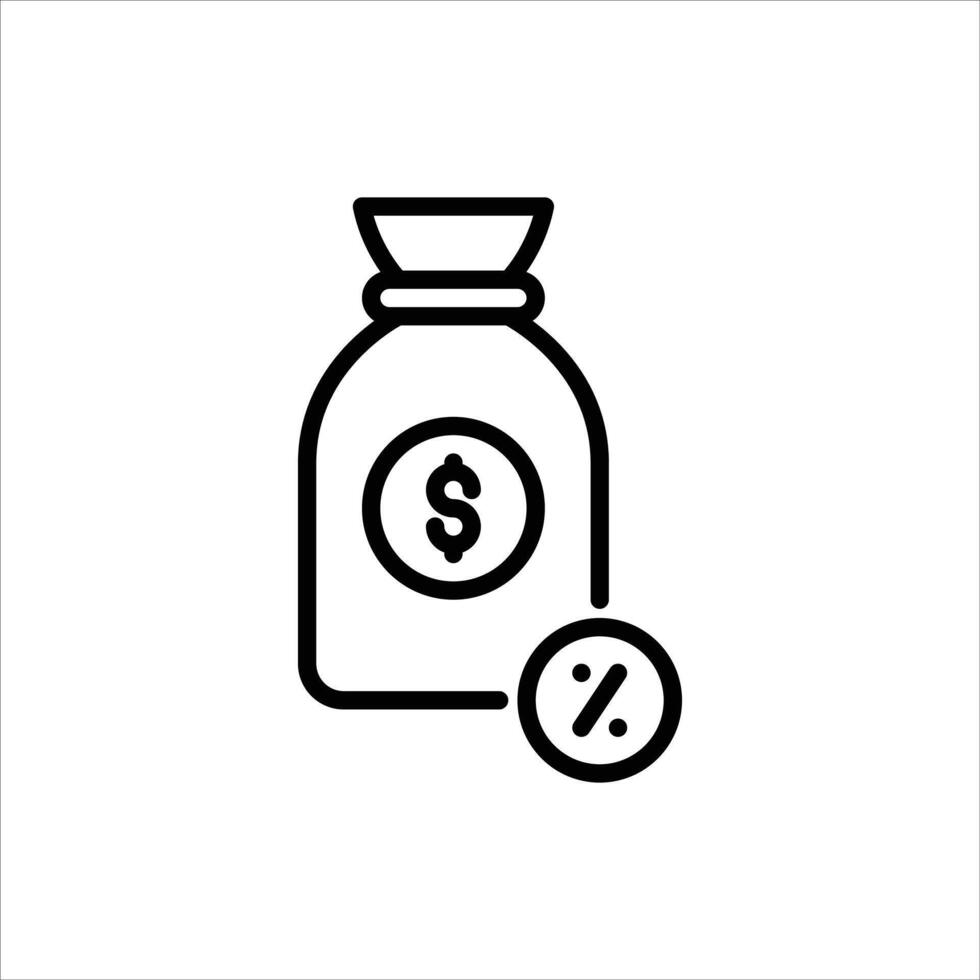 dividend outline icon. money bag black line illustration. vector
