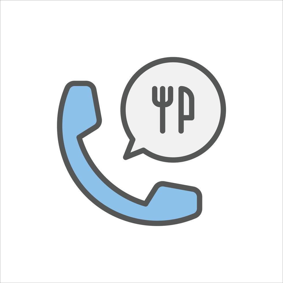 order food filled outline icon. call color line illustration. vector