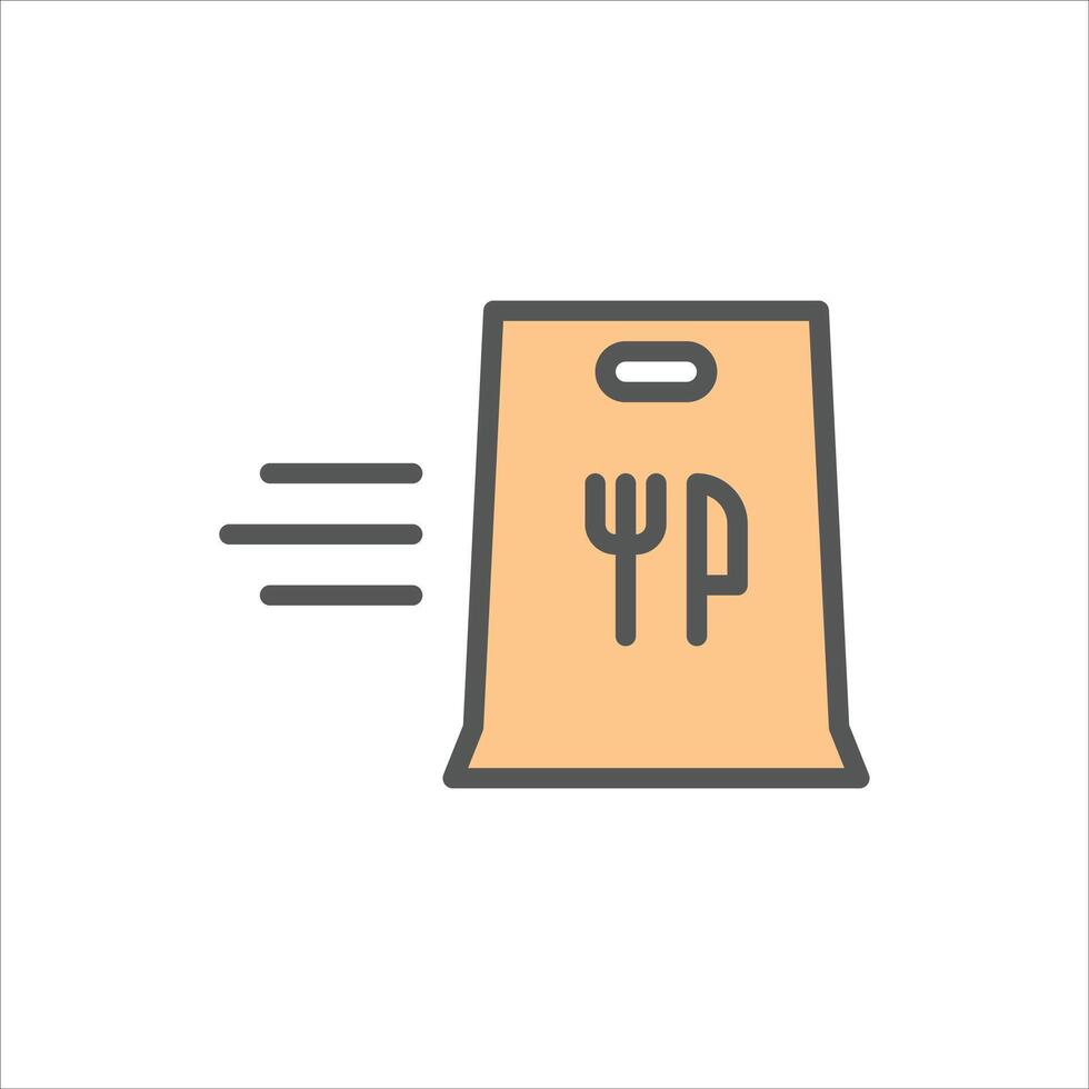 food delivery filled outline icon. food delivery service color line illustration. vector