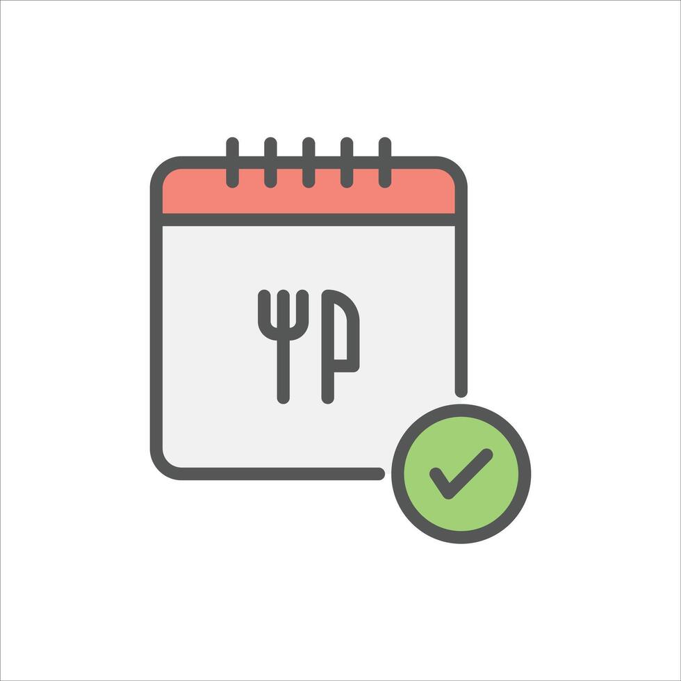 reserved order filled outline icon. booking restaurant color line illustration. vector
