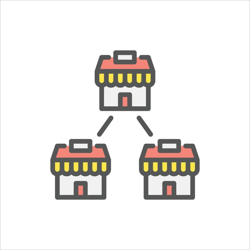 restaurant filled outline icon. franchise color line illustration. vector