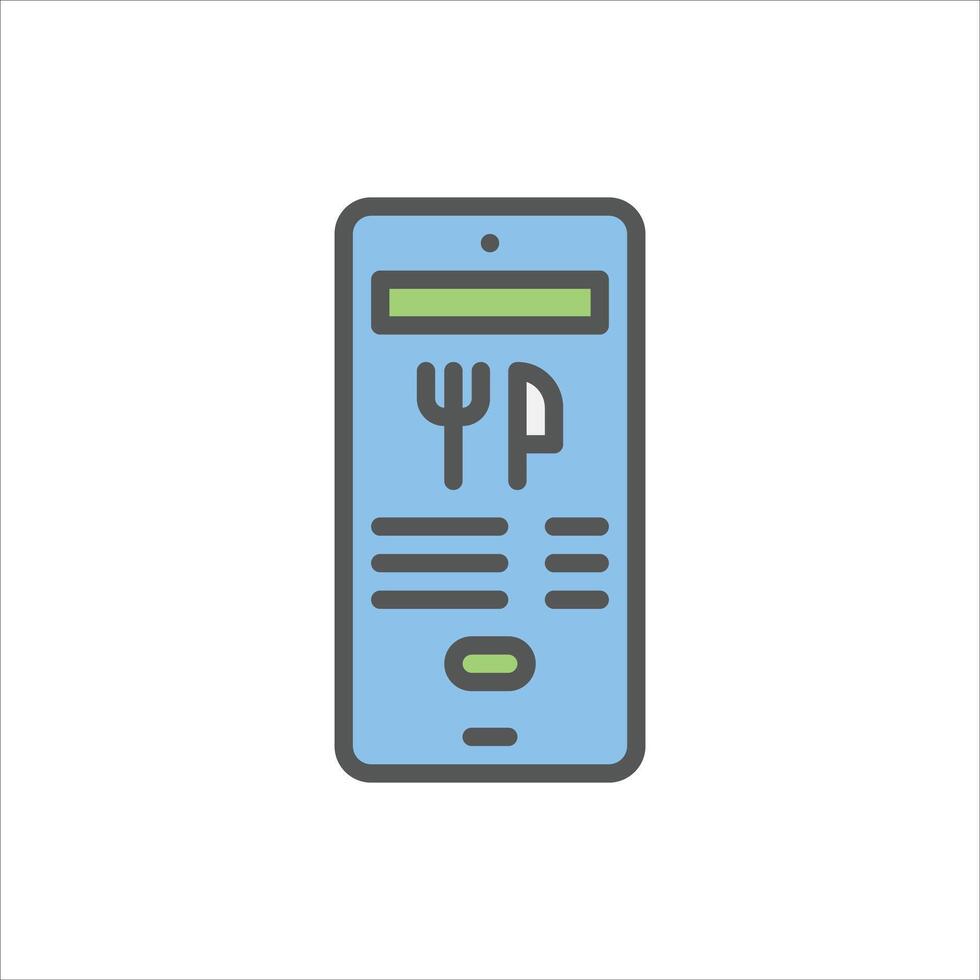 order food online filled outline icon. food delivery app color line illustration. vector