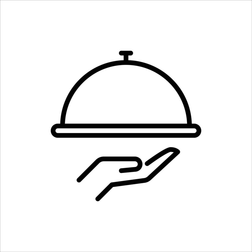 food tray outline icon. restaurant black line illustration. vector