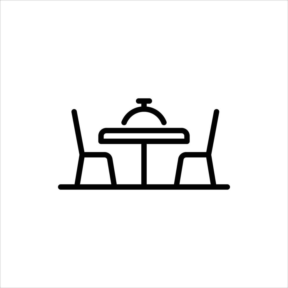 restaurant outline icon. table and chair black line illustration. vector