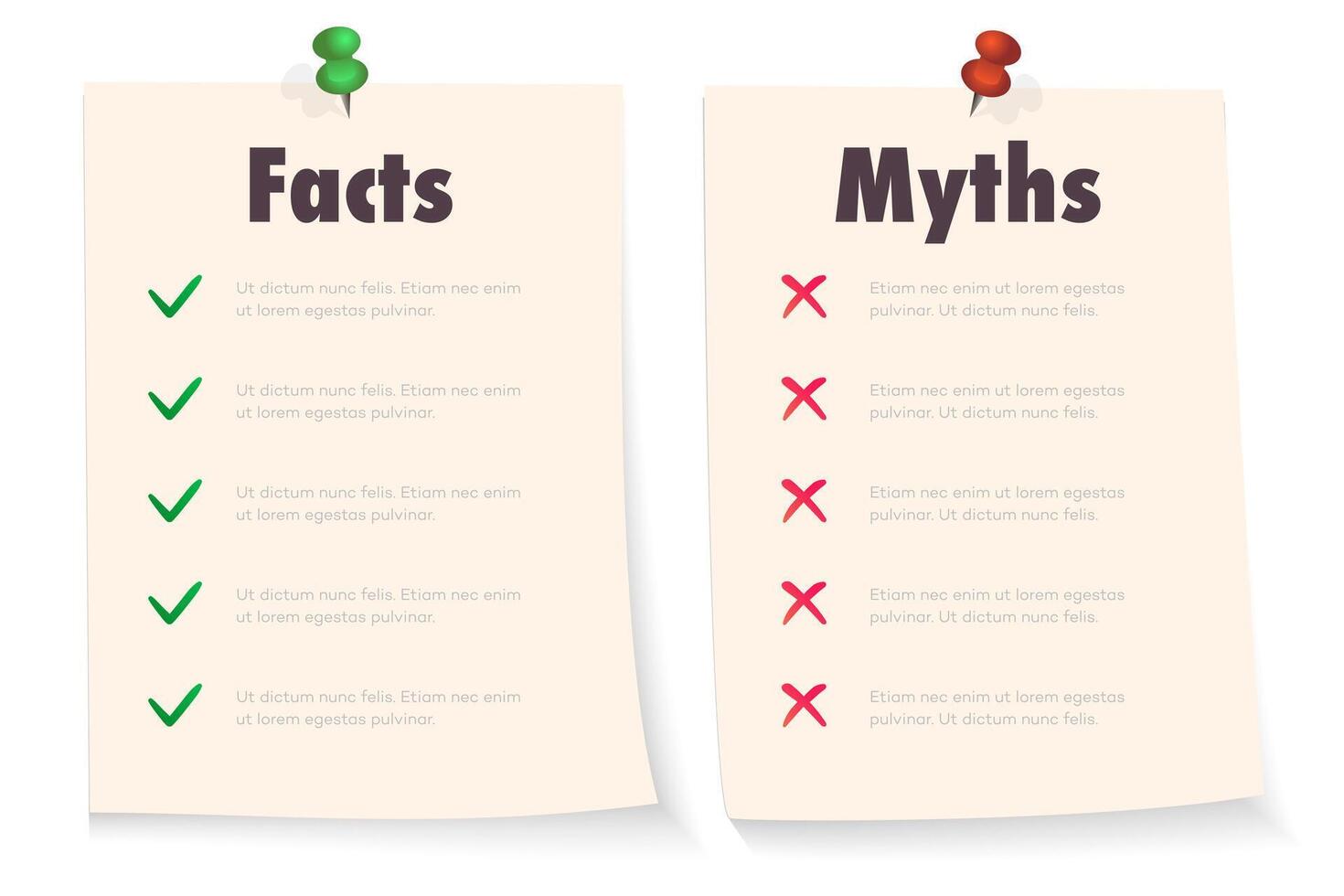 Facts and myths frame template for design project vector