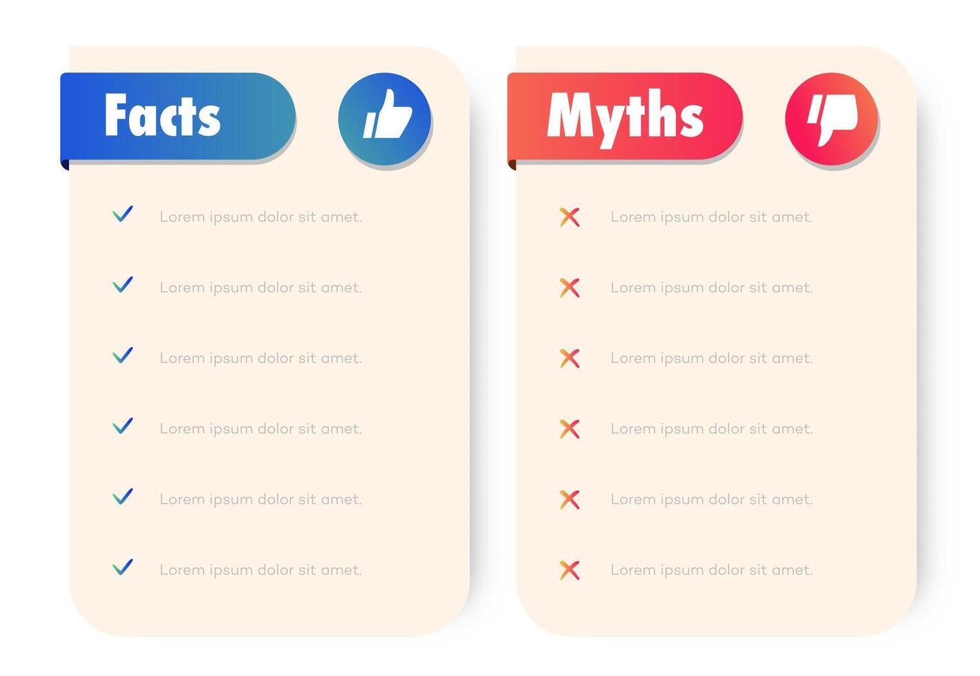 Facts and myths frame template modern style vector