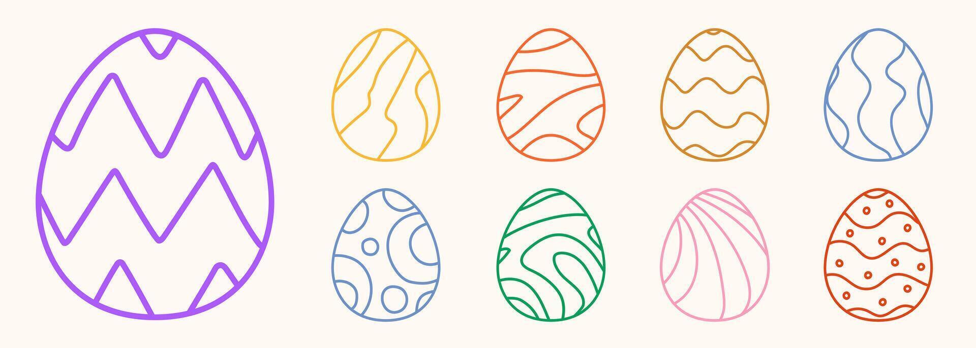 Eggs set color line style vector