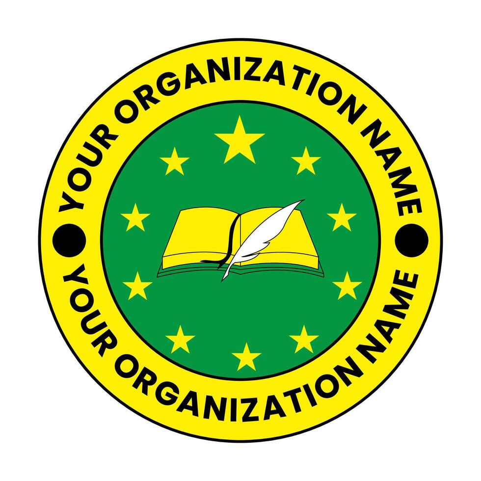 islamic organization logo in circle shape, good for islamic organization identity, with yellow and green color vector
