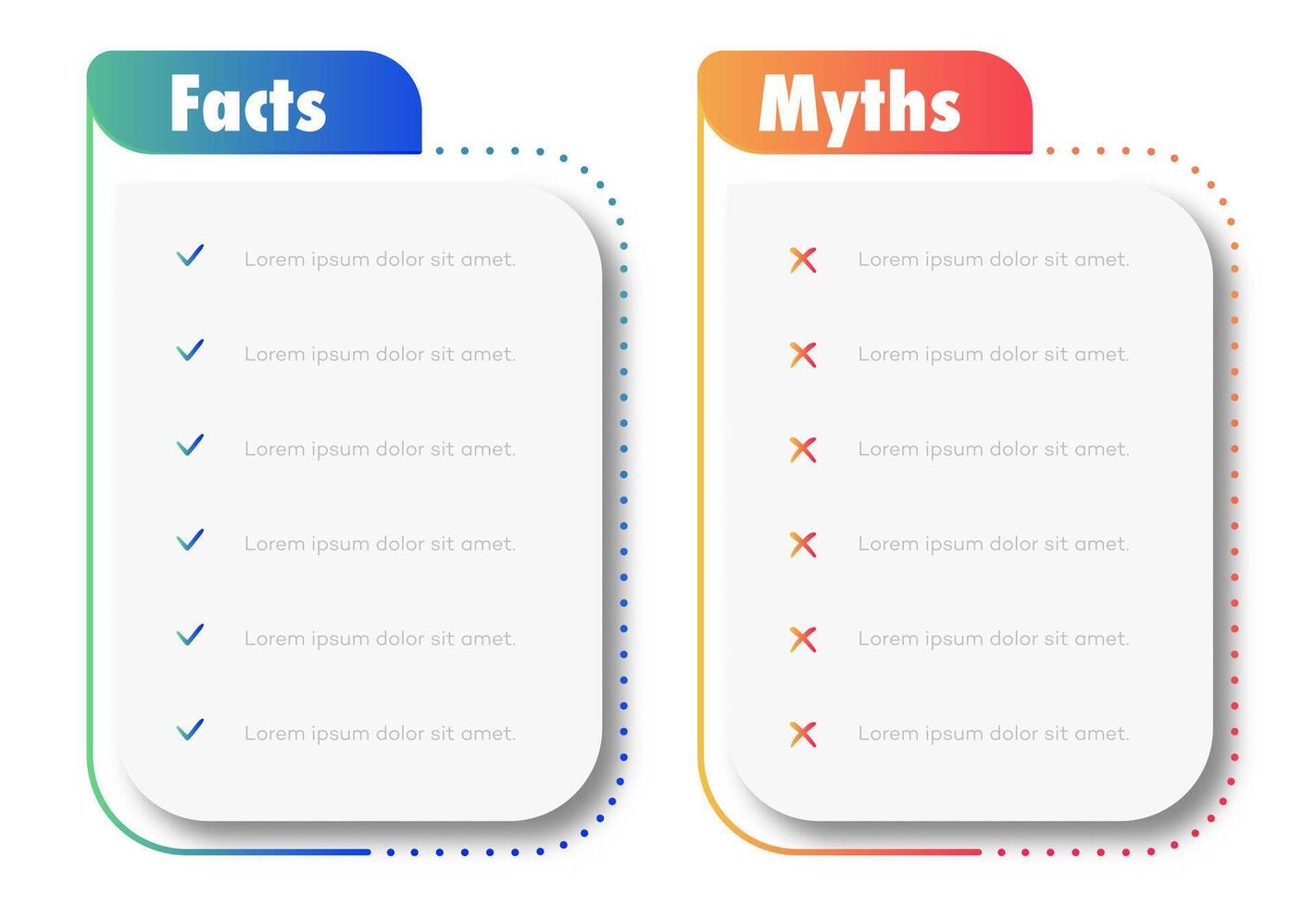 Facts and myths template modern style vector