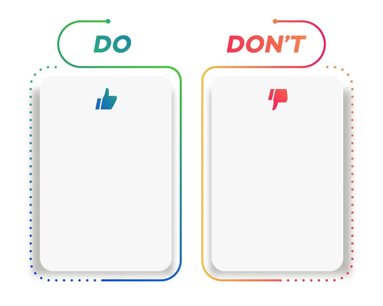 Do and dont infographic template for design blank vector