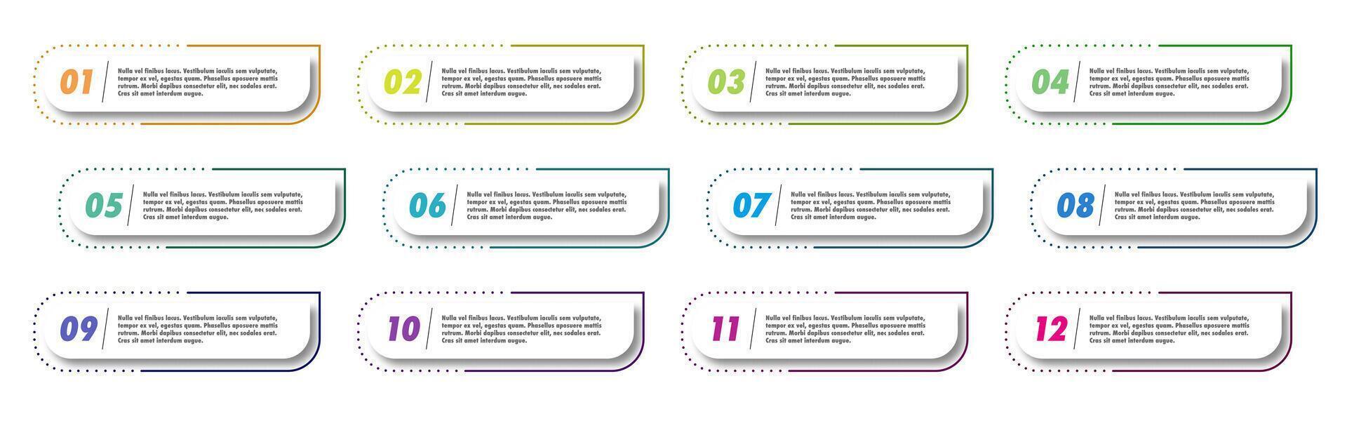 Bullet points numbers from 1 to 12 list markers modern style vector