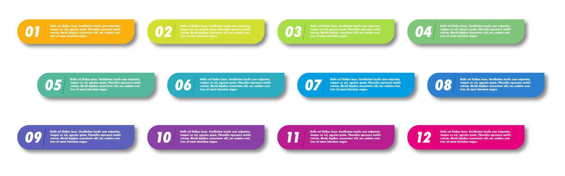 Bullet points 1 to 12 list markers for design vector