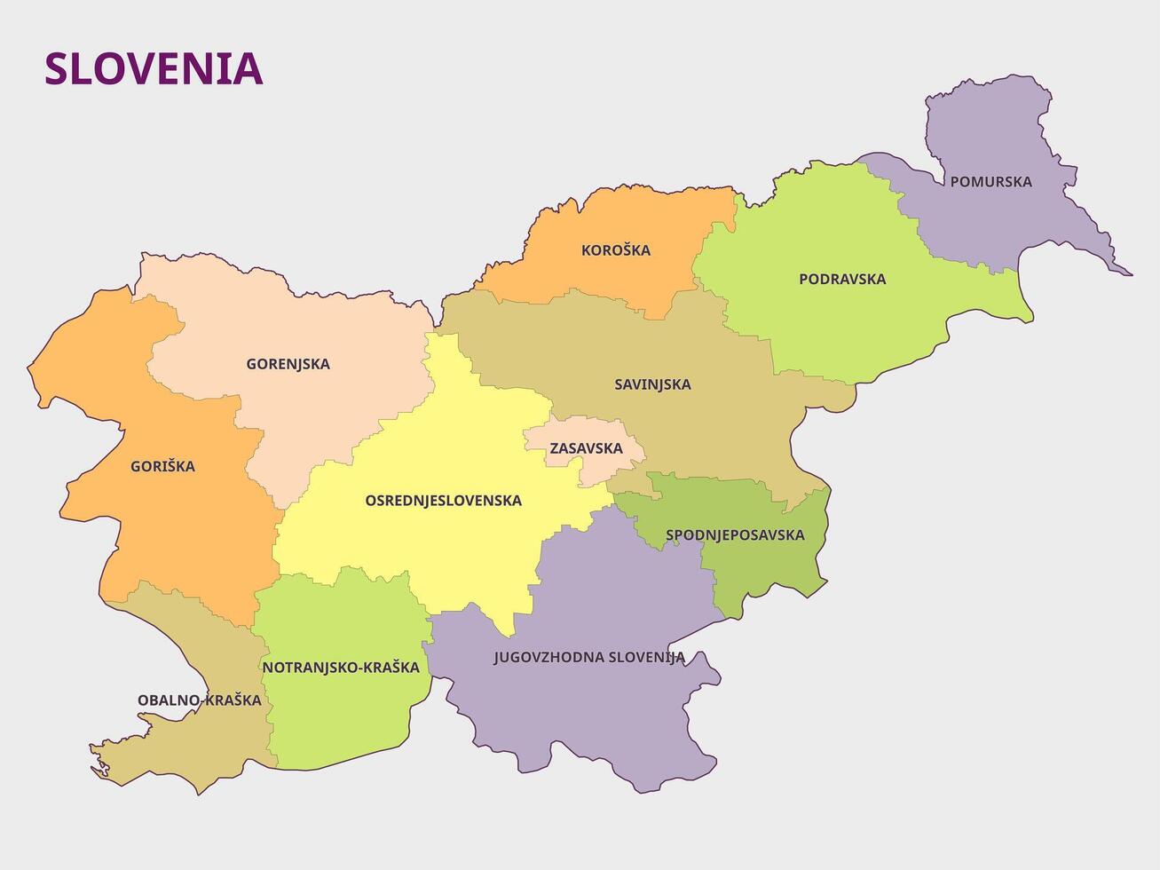 Map of Slovenia Administrative Regions vector