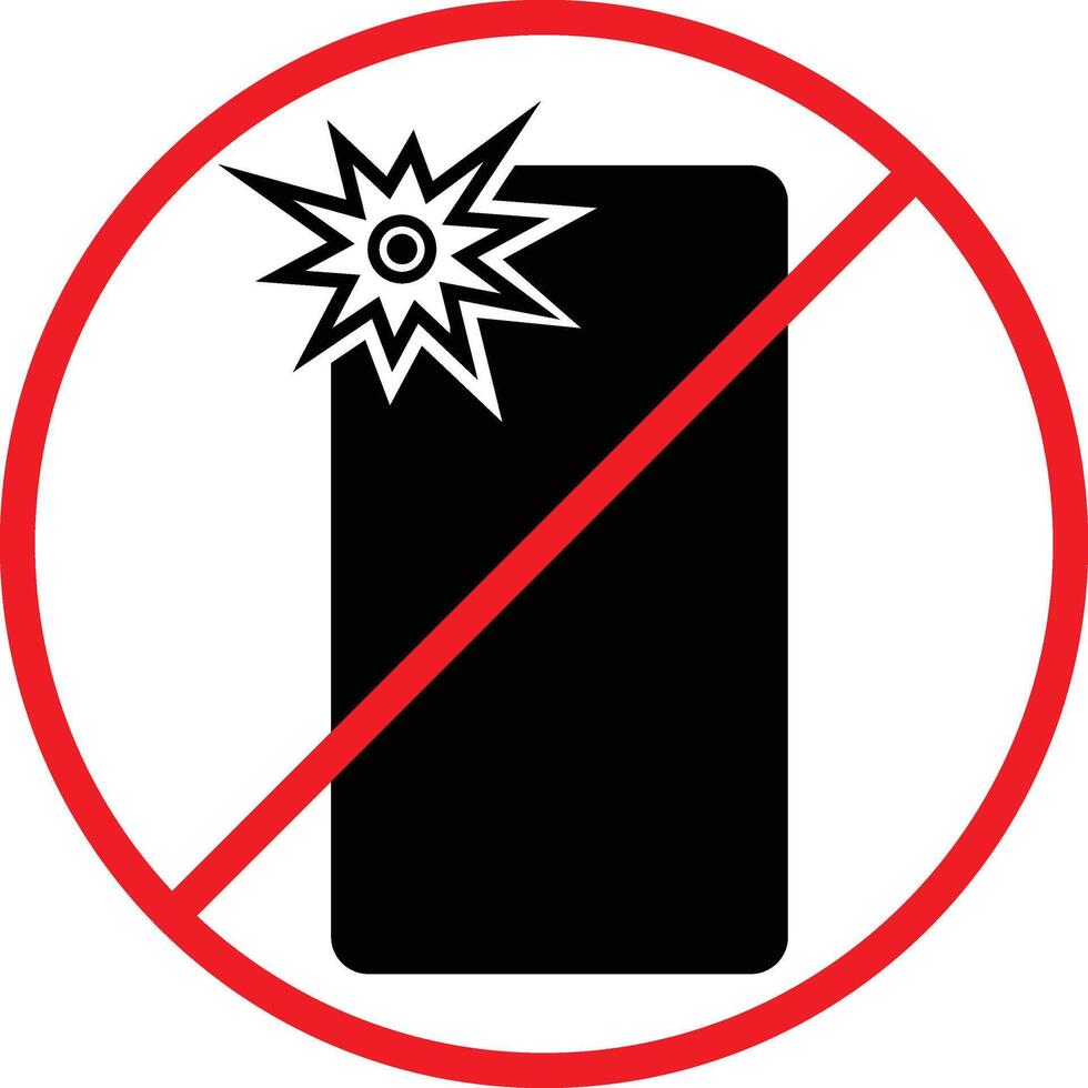 No Phone Flash Photography Restriction Icon Symbol vector