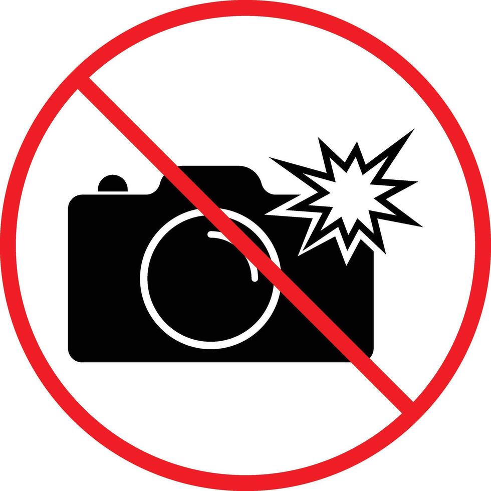 No Camera Flash Photography Restriction Icon Symbol vector