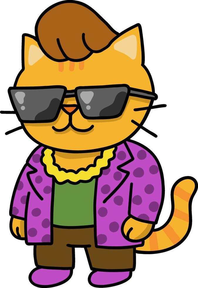 Hand drawn Cat and Career Doodle, Stylish cartoon cat with sunglasses and trendy outfit. vector
