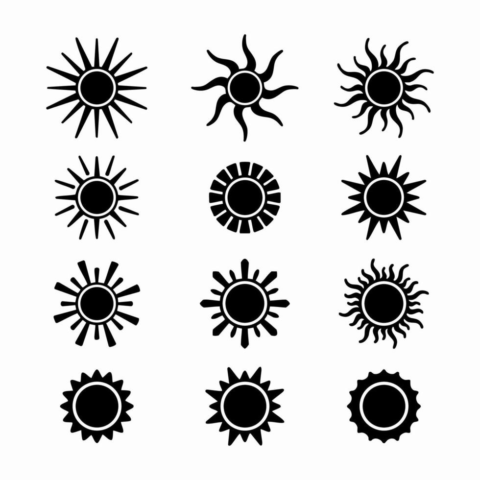 Sun icons set vector