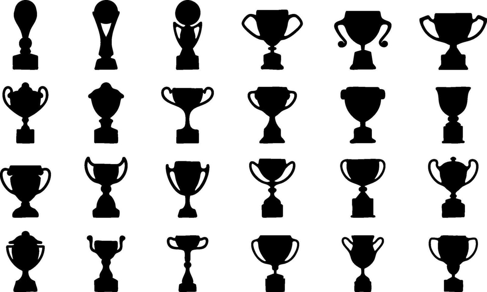 Set of trophy silhouette. Black and white Illustration vector