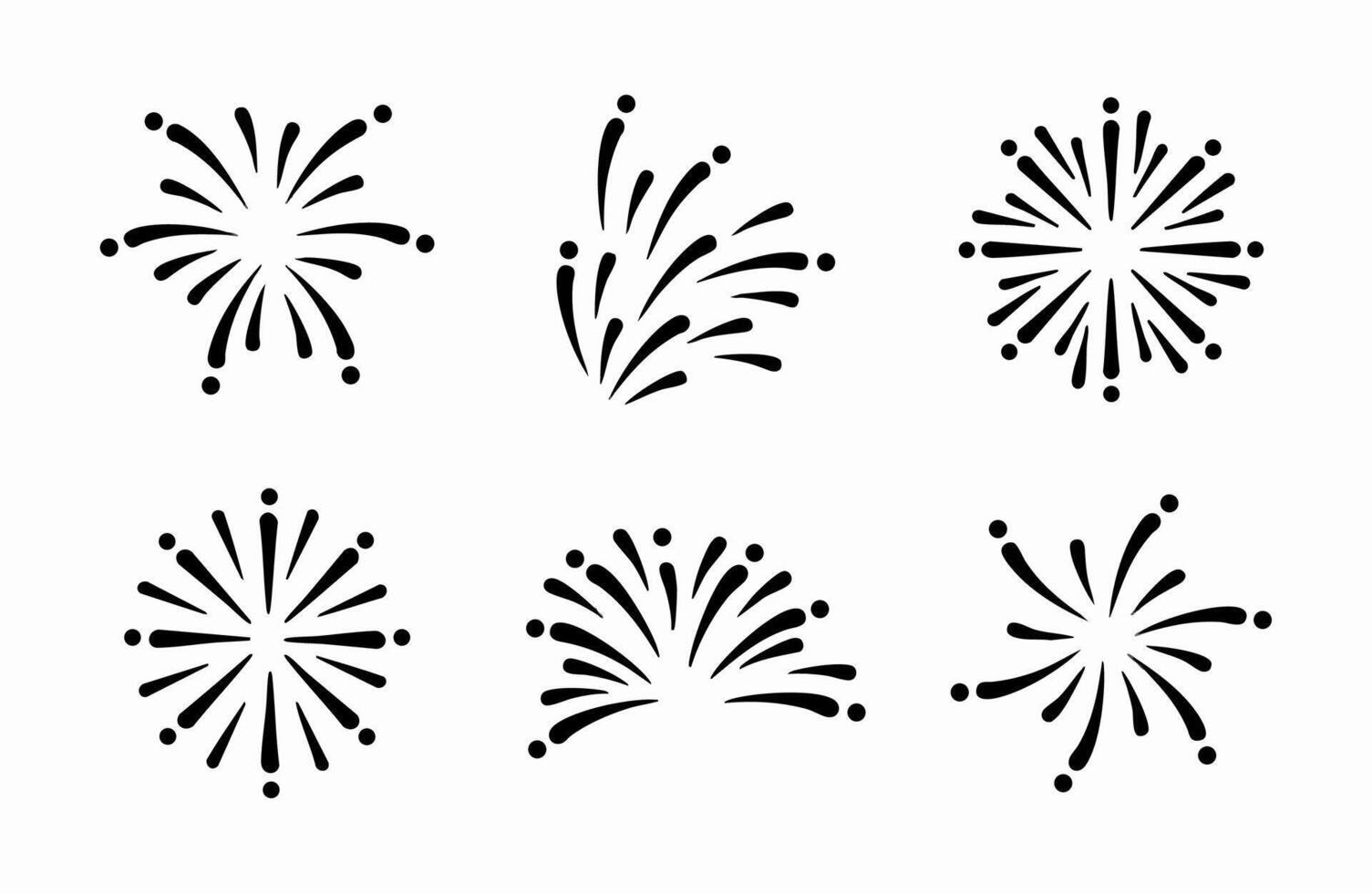 Fireworks shape icon set. Black and white Illustration vector