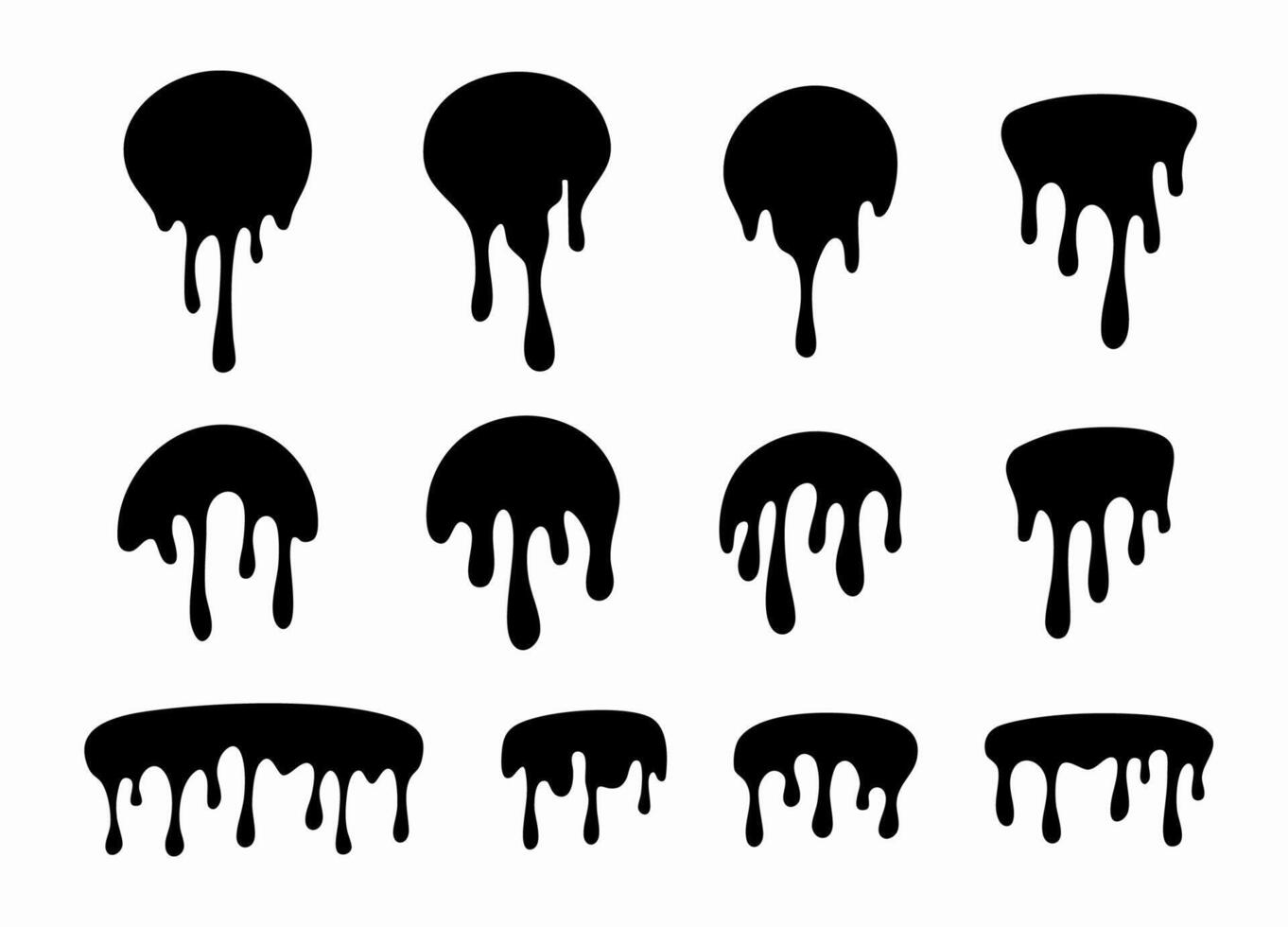 Black melting paint labels. Black and white Illustration vector